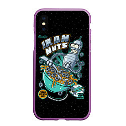 Чехол iPhone XS Max матовый Iron Nuts, цвет: 3D-фиолетовый