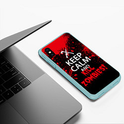 Чехол iPhone XS Max матовый Keep Calm & Kill Zombies, цвет: 3D-мятный — фото 2