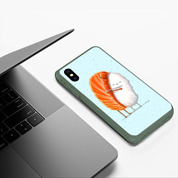 Чехол iPhone XS Max матовый Суши друзья, цвет: 3D-темно-зеленый — фото 2