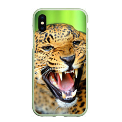 Чехол iPhone XS Max матовый Свирепый леопард