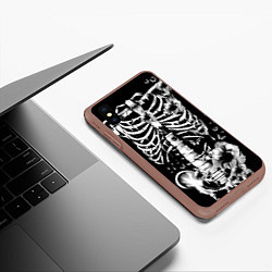 Чехол iPhone XS Max матовый Floral Skeleton, цвет: 3D-коричневый — фото 2