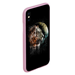 Чехол iPhone XS Max матовый Космический тигр, цвет: 3D-розовый — фото 2