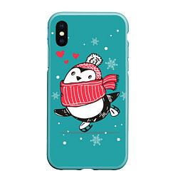Чехол iPhone XS Max матовый Пингвинчик на коньках