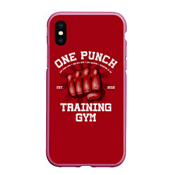 Чехол iPhone XS Max матовый One Punch Gym, цвет: 3D-малиновый
