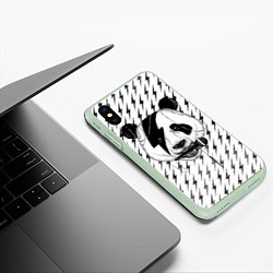 Чехол iPhone XS Max матовый Панда вокалист, цвет: 3D-салатовый — фото 2