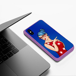 Чехол iPhone XS Max матовый Pop Art Girl, цвет: 3D-фиолетовый — фото 2