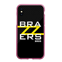 Чехол iPhone XS Max матовый Brazzers Bros, цвет: 3D-малиновый