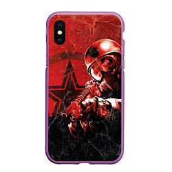 Чехол iPhone XS Max матовый Metro 2033, цвет: 3D-фиолетовый