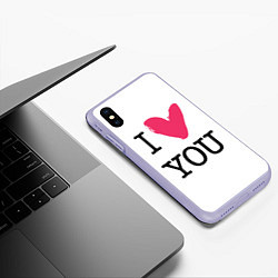 Чехол iPhone XS Max матовый I Iove you, цвет: 3D-светло-сиреневый — фото 2