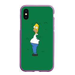 Чехол iPhone XS Max матовый Гомер в кустах, цвет: 3D-фиолетовый