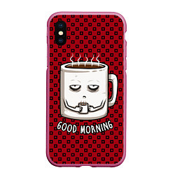 Чехол iPhone XS Max матовый Good Morning, цвет: 3D-малиновый