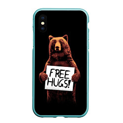 Чехол iPhone XS Max матовый Медвежьи обьятия, цвет: 3D-мятный