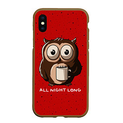 Чехол iPhone XS Max матовый Ночная сова, цвет: 3D-коричневый