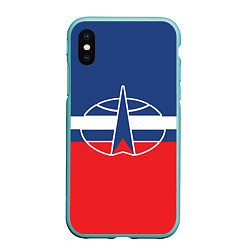 Чехол iPhone XS Max матовый Флаг космический войск РФ, цвет: 3D-мятный