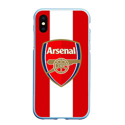 Чехол iPhone XS Max матовый Arsenal FC: Red line, цвет: 3D-голубой