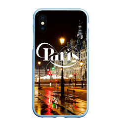 Чехол iPhone XS Max матовый Night Paris, цвет: 3D-голубой