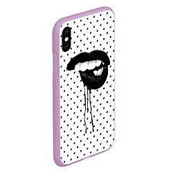 Чехол iPhone XS Max матовый Black Lips, цвет: 3D-сиреневый — фото 2