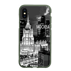 Чехол iPhone XS Max матовый Огни ночной Москвы