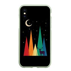 Чехол iPhone XS Max матовый Винтажная ночь, цвет: 3D-салатовый