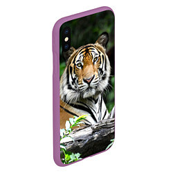 Чехол iPhone XS Max матовый Тигр в джунглях, цвет: 3D-фиолетовый — фото 2