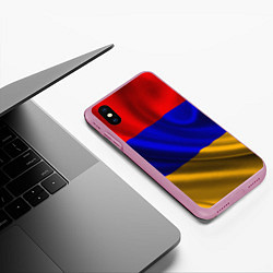 Чехол iPhone XS Max матовый Флаг Армения, цвет: 3D-розовый — фото 2