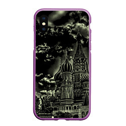 Чехол iPhone XS Max матовый Dark Kremlin, цвет: 3D-фиолетовый