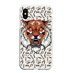 Чехол iPhone XS Max матовый Тигр-барбер