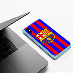 Чехол iPhone XS Max матовый Barca FCB Club, цвет: 3D-мятный — фото 2