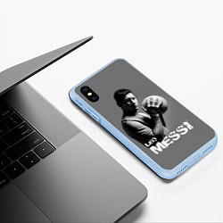Чехол iPhone XS Max матовый Leo Messi, цвет: 3D-голубой — фото 2