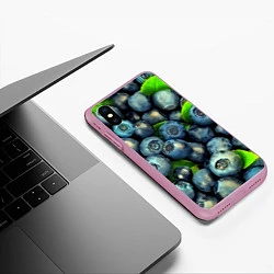 Чехол iPhone XS Max матовый Голубика, цвет: 3D-розовый — фото 2