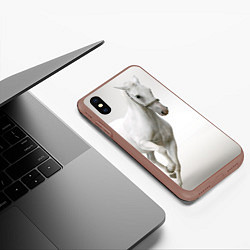 Чехол iPhone XS Max матовый Белый конь, цвет: 3D-коричневый — фото 2