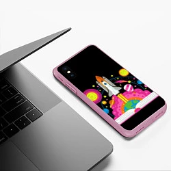 Чехол iPhone XS Max матовый Космос, цвет: 3D-розовый — фото 2
