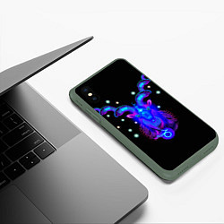 Чехол iPhone XS Max матовый Космический Козерог, цвет: 3D-темно-зеленый — фото 2