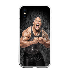 Чехол iPhone XS Max матовый Dwayne Johnson, цвет: 3D-белый