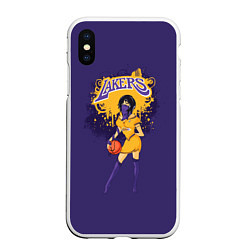 Чехол iPhone XS Max матовый Lakers, цвет: 3D-белый
