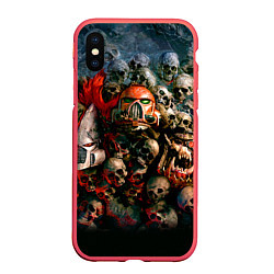 Чехол iPhone XS Max матовый Warhammer 40k: Skulls, цвет: 3D-красный