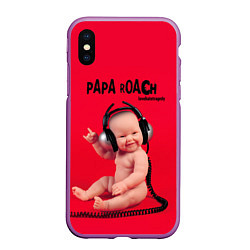 Чехол iPhone XS Max матовый Paparoach: Music Kid, цвет: 3D-фиолетовый