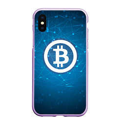 Чехол iPhone XS Max матовый Bitcoin Blue, цвет: 3D-сиреневый