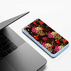 Чехол iPhone XS Max матовый Черепа, цвет: 3D-голубой — фото 2