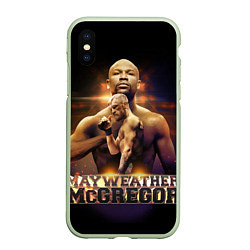 Чехол iPhone XS Max матовый Mayweather vs McGregor, цвет: 3D-салатовый