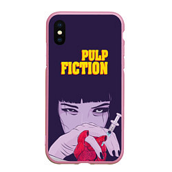 Чехол iPhone XS Max матовый Pulp Fiction: Dope Heart, цвет: 3D-розовый