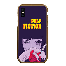 Чехол iPhone XS Max матовый Pulp Fiction: Dope Heart, цвет: 3D-коричневый