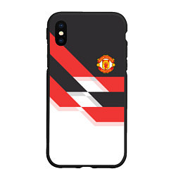 Чехол iPhone XS Max матовый Manchester United: Stipe, цвет: 3D-черный