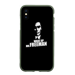 Чехол iPhone XS Max матовый Wake up Mr. Freeman, цвет: 3D-темно-зеленый