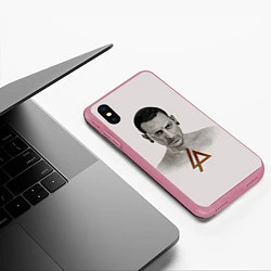 Чехол iPhone XS Max матовый Chester Bennington, цвет: 3D-малиновый — фото 2