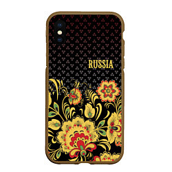 Чехол iPhone XS Max матовый Russia: black edition, цвет: 3D-коричневый