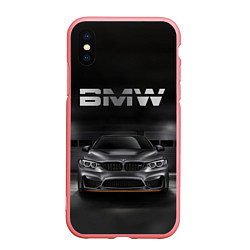 Чехол iPhone XS Max матовый BMW серебро