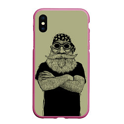 Чехол iPhone XS Max матовый Old Hipster, цвет: 3D-малиновый