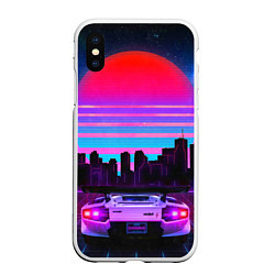 Чехол iPhone XS Max матовый Lamborghini, цвет: 3D-белый