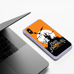 Чехол iPhone XS Max матовый Happy Halloween, цвет: 3D-светло-сиреневый — фото 2